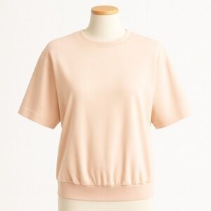 Y2K Ribbed Short Sleeve Crewneck Top Size S Pink Peach Coquette Preppy Soft Girl